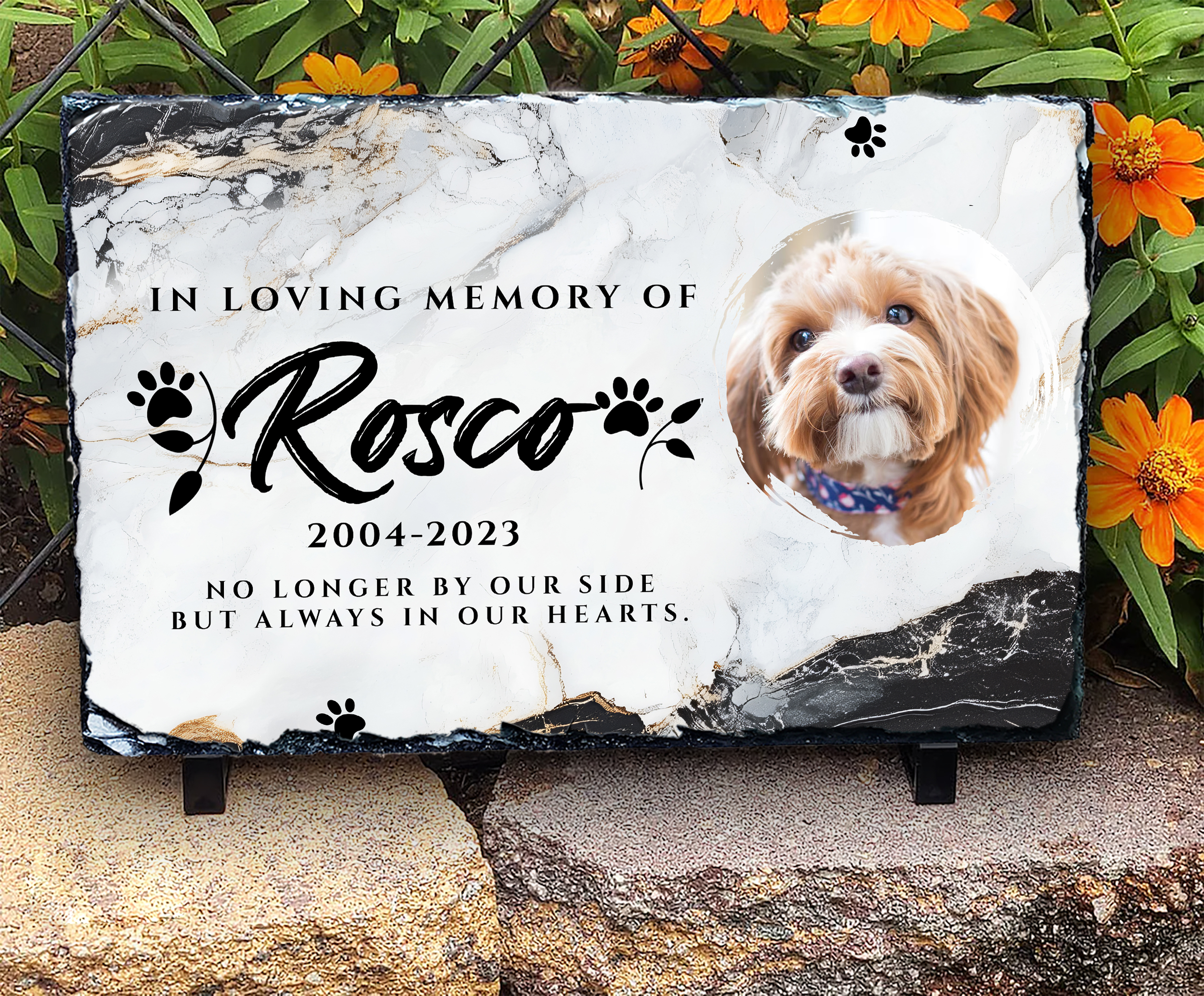 Pet Memorial Slate - Marble Streak Design
